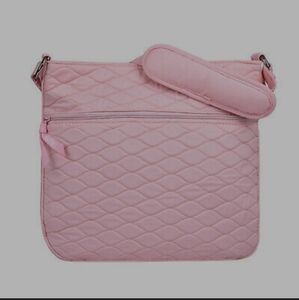Crossbody pink quilted bag with silver hardware